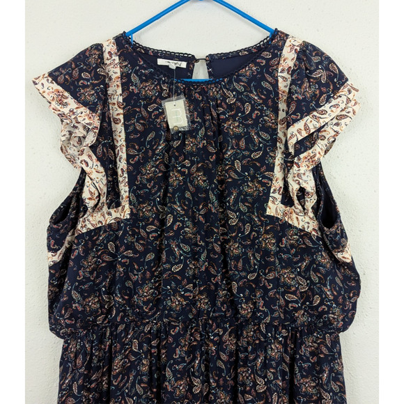 New Maurices sz 2X Blue Paisley Mini Dress lined elastic waist women 0392 - Picture 2 of 6